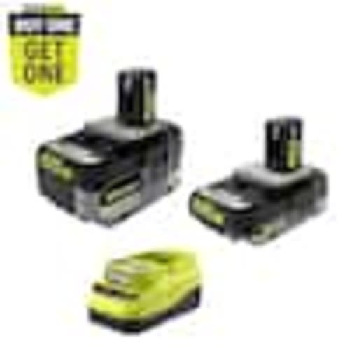 RYOBI ONE+ 18V Lithium-Ion 2.0Ah, 4.0Ah Starter Kit with (1) 2Ah HP Battery, (1) 4Ah HP Battery and Charger PSK1212SB