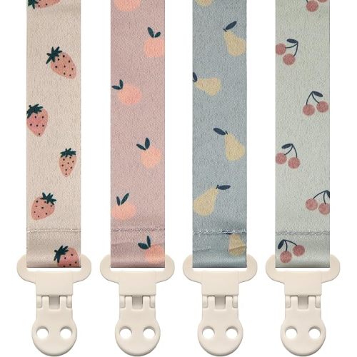 Amazon.com : Stadela Baby Pacifier Clip Holder - Girl or Boy Unisex 4 Pack Gift Set – Summer Peaches Strawberies Cherries Pears (Fruits) : Baby