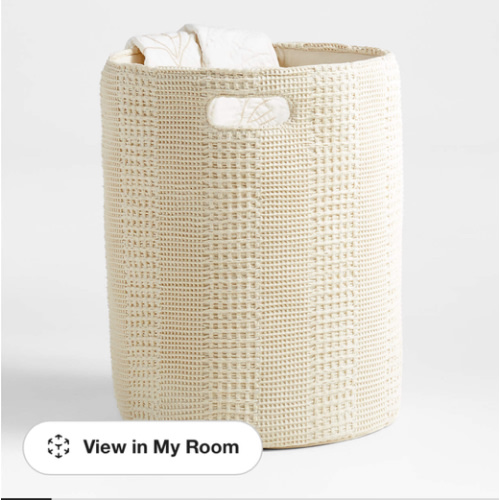 Nella Cream Cotton Waffle Weave Kids Hamper with Handles