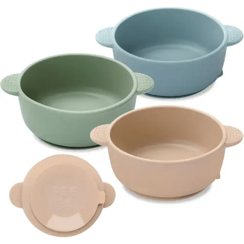 Baby Bowls with Suction, 3 Pack Baby Led Weaning Supplies, Soft Silicone Food Bowl for Babies Kids Toddlers, BPA Free, Microwave and Dishwasher Safe, Multicolor