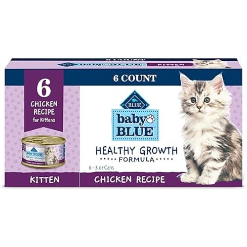 Blue Buffalo Baby Blue Natural Kitten Wet Cat Food, Healthy Growth Formula with DHA, Chicken Recipe Multi-Pack, 3-oz. Cans (6 Count)
