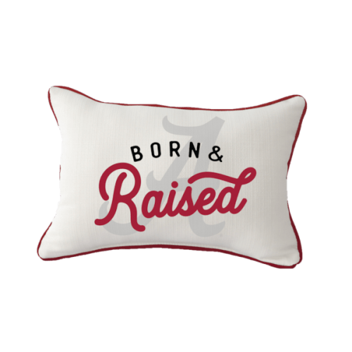Little Birdie Alabama Crimson Tide Born & Raised Piped Pillow