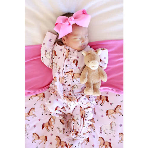 Ruffle Zipper Footie | Pony Club Pink