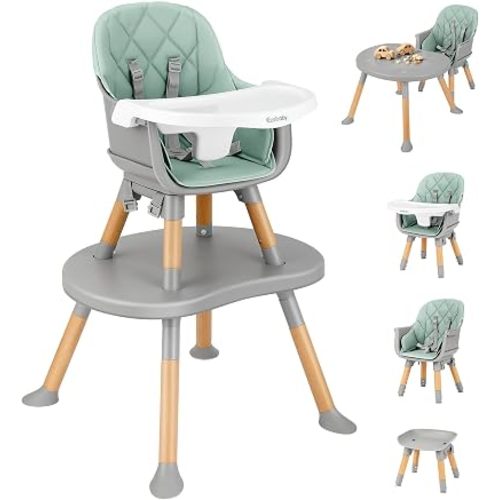 Ezebaby Convertible Baby High Chair with Table & Seat, 8-in-1 Adjustable Toddler Feeding Chair, Multi-Stage Infant to Kid Dining Booster Seat with Safety Harness, Easy to Clean & Sturdy Design(Green)