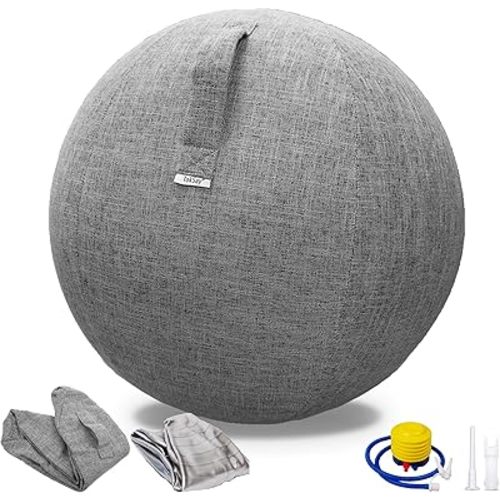 Exercise Ball Chair with Fabric Cover, Standard Size (25inches/65cm), for Home Offices, Balance Training, Yoga Ball