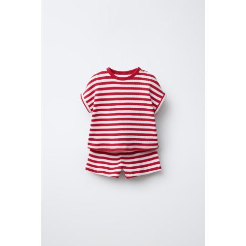 WAYAS WAFFLE SHIRT AND BERMUDA SET - Red | ZARA United States
