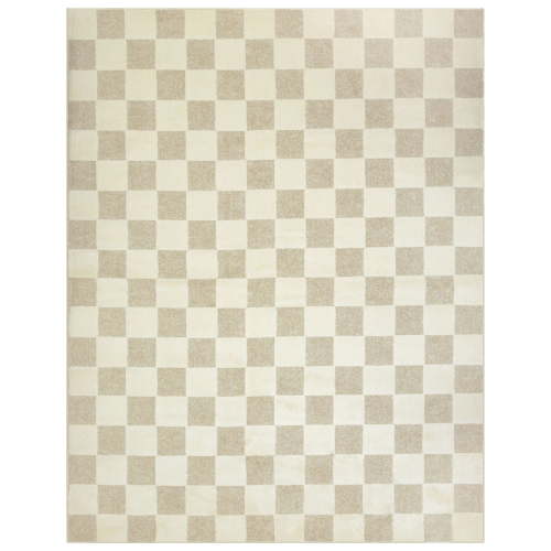 Mainstays Plush Block Check Ivory Indoor Area Rug, 7' 9" x 10'