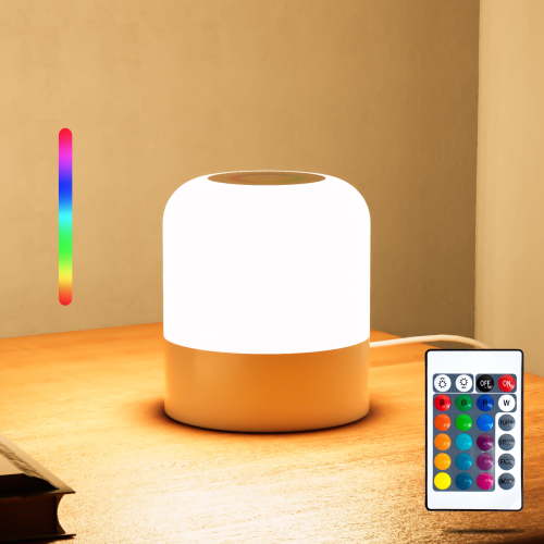 DAYBETTER Night Light, Dimmable Touch Lamp for Bedroom, Portable Table Bedside Lamps, 5 Brightness and 7 RGB Colors, Suitable for Bedroom/Baby Nursery/Bathroom/Hallways/Living Room
