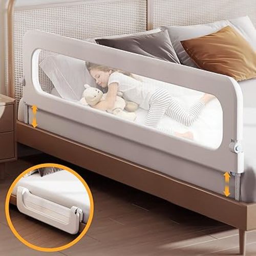 Barandilla protectora para cama de bebé para niños pequeños, altura ajustable de 78.7 pulgadas, barandilla de cama abatible, barandilla lateral de seguridad infantil extra alta para niños, riel de