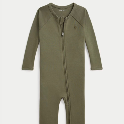 Cotton Interlock Footed Coverall | Ralph Lauren
