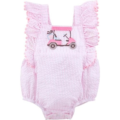 Mud Pie Baby Girls Golf Bubble Romper, Infant Outfit