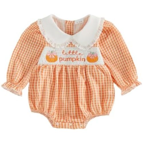 Kavousa Baby Girl Halloween Outfit Newborn Peter Pan Collar Romper Bodysuit