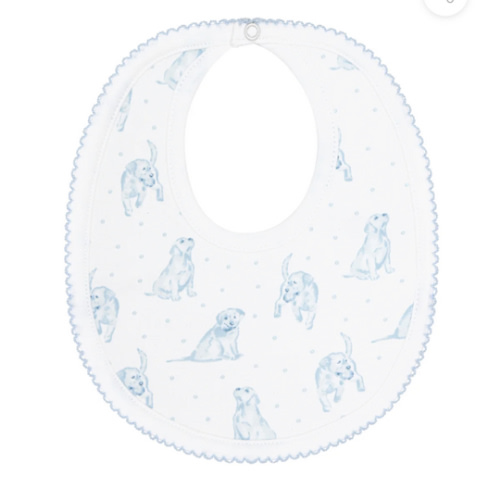 Blue Puppy Love Print Bib