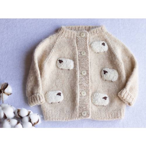 Sheep baby cardigan, Baby cardigan with embroidery, Knitted baby cardigan ,Child cardigan, Hand Knit Cardigan, Baby cardigan, Sweater