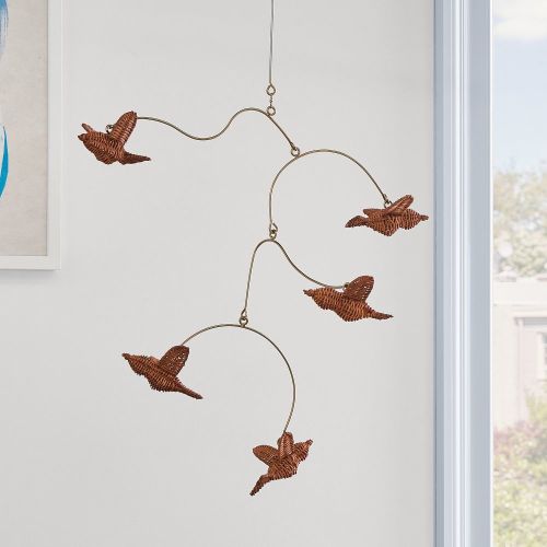 Rattan Flying Bird Mobile Decor | West Elm
