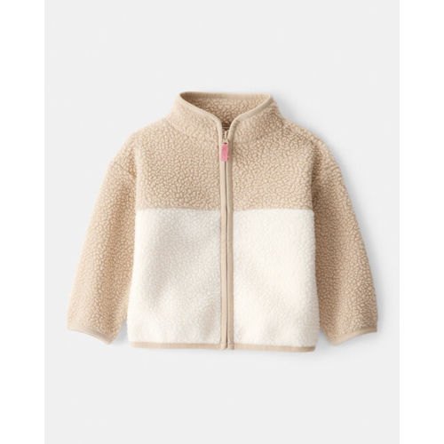 Baby Girl Color Block Microfleece Zip-Up Jacket - Brown - OshKosh B'gosh | Carter's