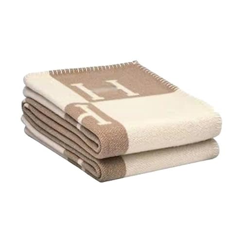 Fcteap h Blanket Soft Throw Blanket Faux Fleece Wool Plaid Warm Shawl Thick Knitted Plush Cozy Comfy for Women Throw Blanket for Sofa Couch Bed Queen King Size 55x66 in (Khaki)