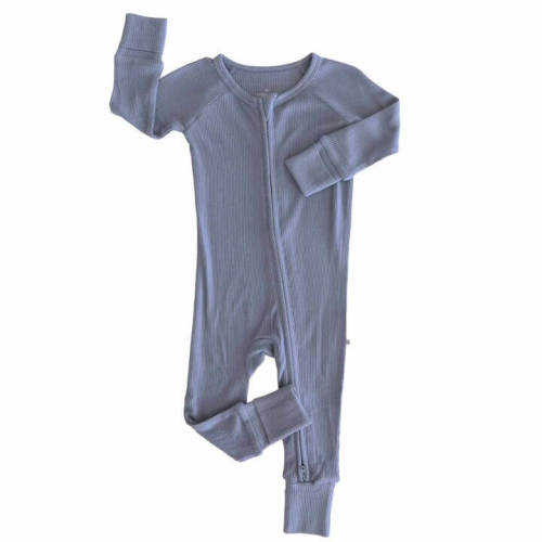 Personalized Bamboo Waffle Convertible Zip Rompers | Mountain Haze