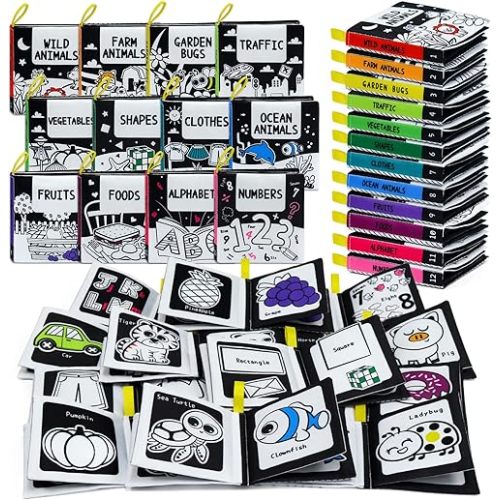 12 Pack Soft Baby Book, Bath Toy, High Contrast Baby Books