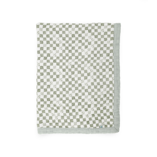 Organic Cotton Muslin Baby Quilt - Green Checker