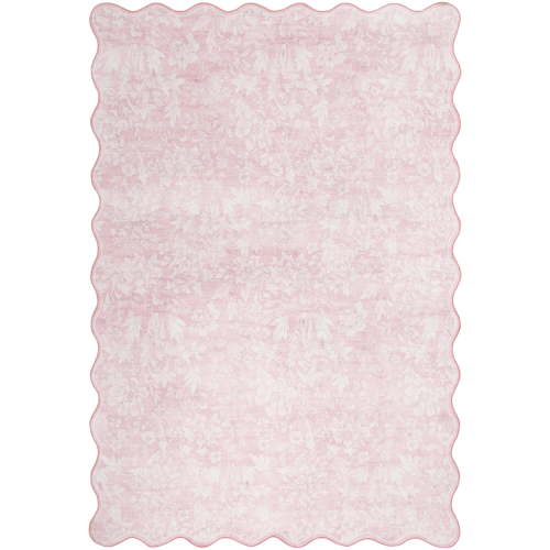 Mainstays Pink Feather Faux Fur Scalloped Indoor Area Rug, 7'x10'