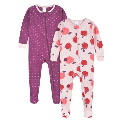 2-Pack Baby & Toddler Girls Apple Bouquets Snug Fit Footed Cotton Paja – Gerber Childrenswear