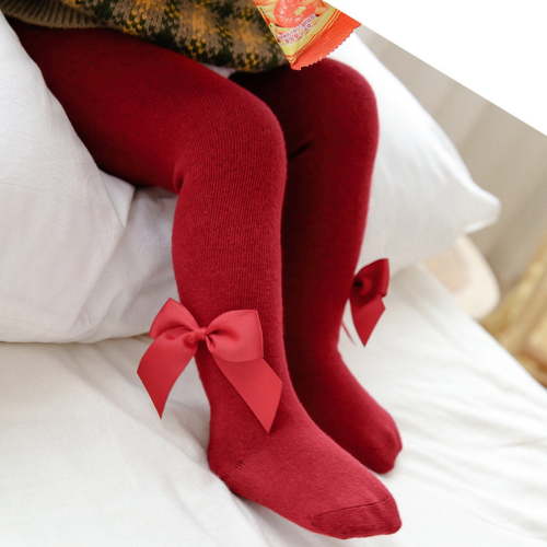 FAIWAD Newborn Baby Girls Tights Infant Toddler Stretchy Knit Stockings with Bowknot Soft Breathable Footed Pantyhose