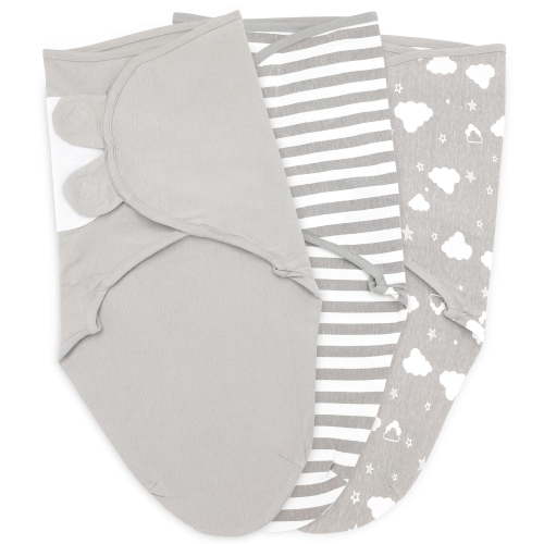 Bublo Baby Swaddle Blanket Boy Girl, 3 Pack Large Size Newborn Swaddles 0-3 Month, Infant Adjustable Swaddling Sleep Sack, Grey