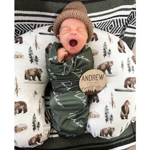 Baby Name Swaddle, Newborn Name Swaddle, Personalized Baby Name Swaddle, Hospital Blanket, Baby Shower Gift, Custom Baby Gift, Green Swaddle