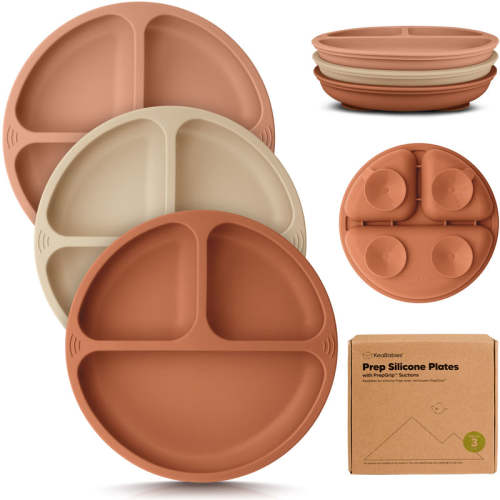 3-Pack Prep Silicone Suction Plates Terracotta / One Size