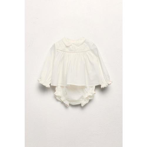 1 MONTH - 3 YEARS/ LIMITED EDITION POPLIN SHIRT AND EMBROIDERED FLOWER BLOOMERS SET - Ecru | ZARA United States