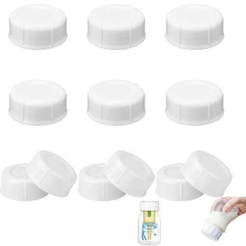 Tutuviw 12Pcs Narrow Baby Bottle Caps with Sealing Ring,Travel and Storage Baby Bottle Lids,Leak Proof Screw Lids for Natural Flow Cap for Narrow-Neck Bottle Breastmilk Bottles (White)