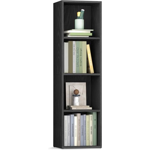VASAGLE Custos Collection - Bookshelf, 4-Tier Bookcase, Book Shelf, Open Storage Shelf, 9.4 x 11.8 x 41.7 Inches, for Living Room, Home Office, Dining Room, Ebony Black ULBC434B01