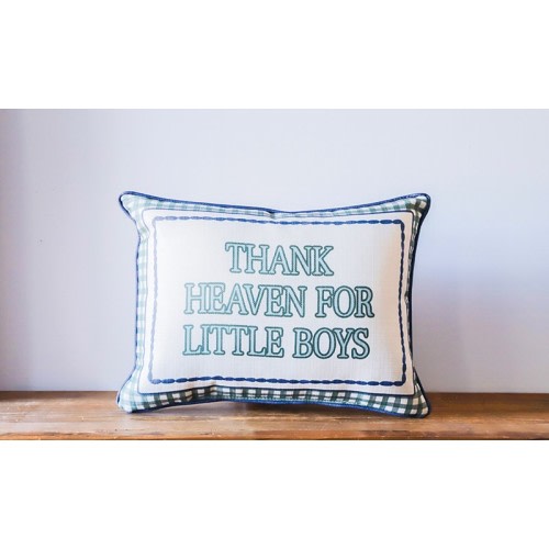 Gingham Thank Heaven For Little Boys Pillow