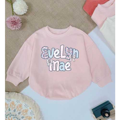 Custom Name Floral Girl Bubble Romper, Fall Floral baby clothes, Baby Girl Outfit, Autumn Baby Clothes, Baby Shower Gift