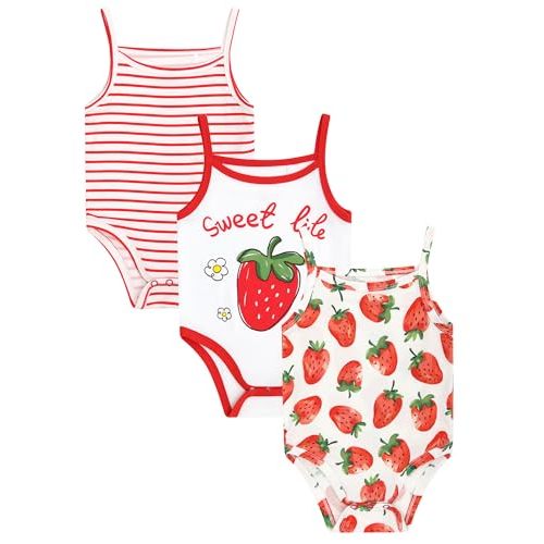 DREAMHALO Baby Short Sleeve Bodysuits 3-Pack Newborn Boys Girls Snap Bodysuit Bamboo Viscose Infant Toddler Summer Outfits