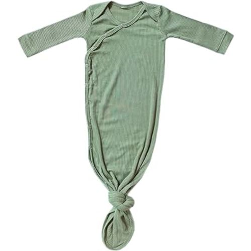 Copper Pearl Baby Gown - Knotted Newborn Sleepers for Baby Boy and Girl, Soft Stretchy Long Sleeve Infant Gowns with Bottom Tie and Hand Mittens, Perfect Hospital Coming Home Outfit (Clover)
