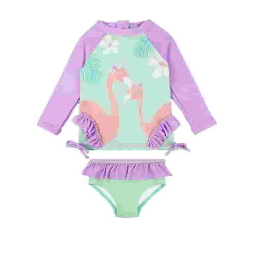 weVSwe Baby Girl Swimsuit UPF50+ Rash Guard Bating Suit 2-Pieces Long Sleeve Swimswear 0-6T