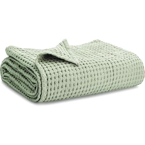Comfy Cubs Waffle Weave Baby Blanket - 40” x 40” Cotton Blanket with Textured Design - Lightweight Swaddle for Bed, Crib, Stroller, or Couch - Soft and Cozy Cover for Toddlers, Boys & Girls - Sage