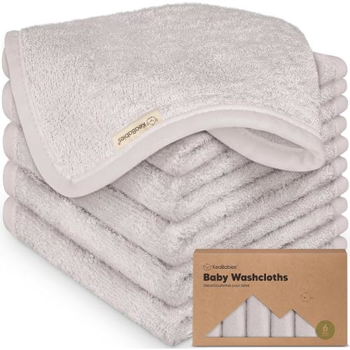6-Pack Baby Washcloths, Soft Absorbent Washcloths for Face, Body (White) | Viscose from Bamboo Washcloths, Baby Towels, Newborn, Kids, Toddlers, Infant, Gentle on Sensitive Skin, 10x10, Reusable