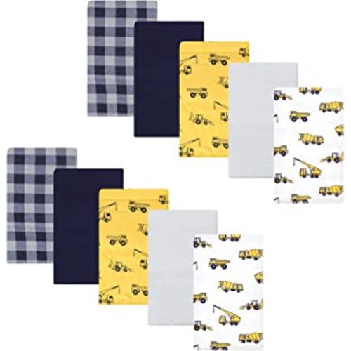Hudson Baby Unisex Baby Cotton Flannel Burp Cloths, Construction, One Size