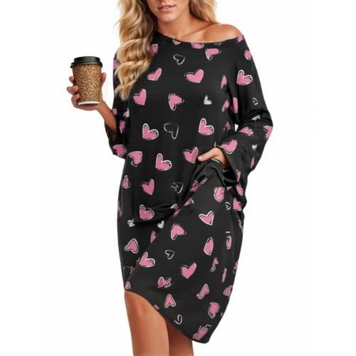CRIPOM Plus Size Moo Moos for Women Oversized Sleep Shirts for Women Oversized Nightgown with Pocket Fit S-5XL