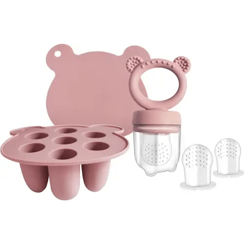 Big Spinach Silicone Freezer Tray Baby Fruit Feeder Food Teething Set Must-Have Pacifiers and Food Storage Containers for Babies 6 Months and Up