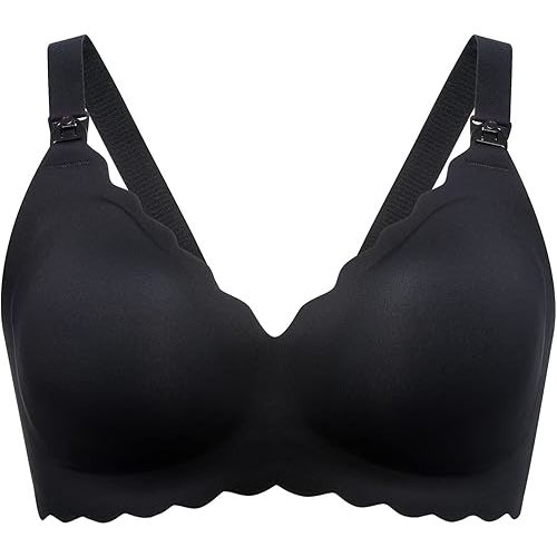 Momcozy Nursing Bras for Breastfeeding, Seamless Pregnancy Maternity Bra Wireless Classic Jelly Strip Support Nursing Bra