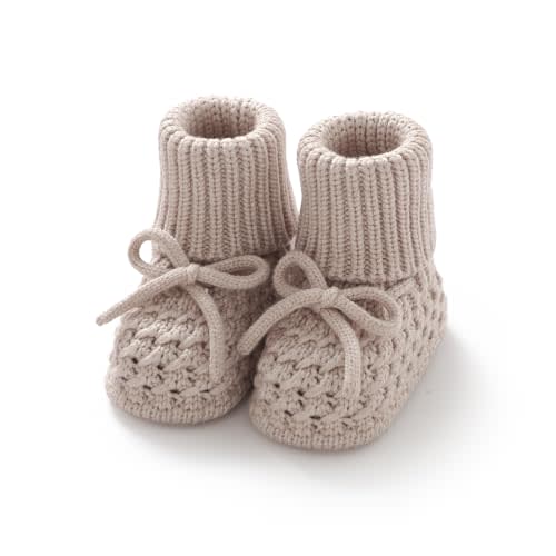 Wugugu Newborn Shoes Knitted Baby Booties Hand Crochet Knit Infant Boys Girls First Walkers Soft Crib Sock Boots