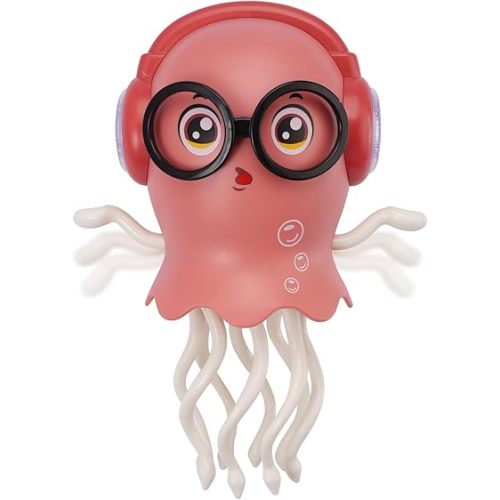 Magic Dancing Octopus Toy with Music and LED Lights, Rechargeable Electric Crawling Jellyfish for Kids Age 3+, Smart Obstacle Avoidance Musical Toy, Birthday Gift for Boys and Girls (Pink)