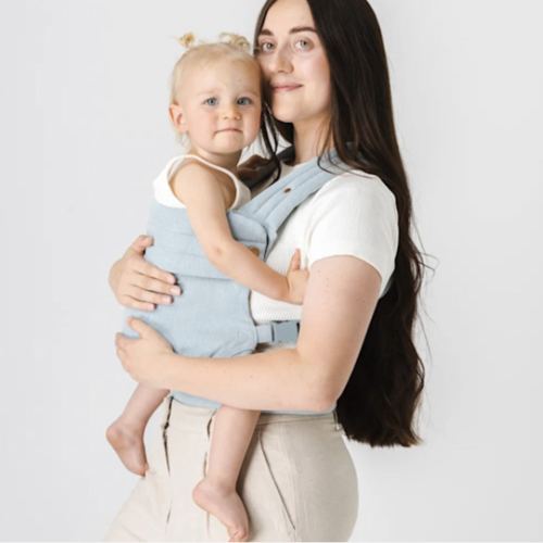 MABĒ The Monarch Buckle Baby Carrier - Light Blue, Mocha