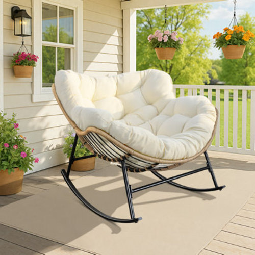 Bay Isle Home™ Oversized Outdoor Rocking Papasan Chair with Cushion & Reviews | Wayfair