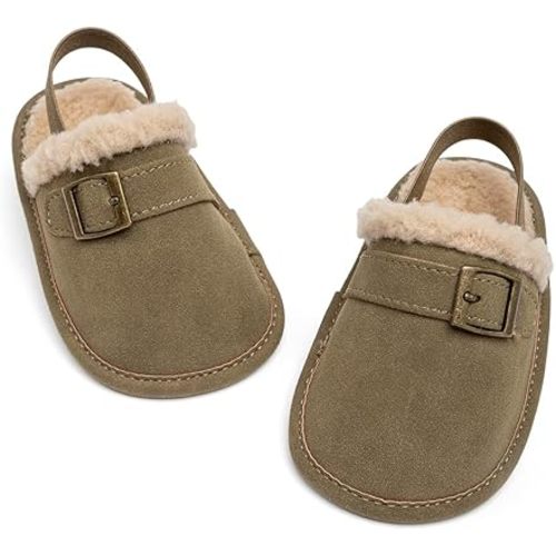 Miamooi Baby Boys Girls Suede Clogs Adjustable Lightweight Sandals Non Slip Newborn House Slippers Prewalk Crib Shoes 0-18 Months
