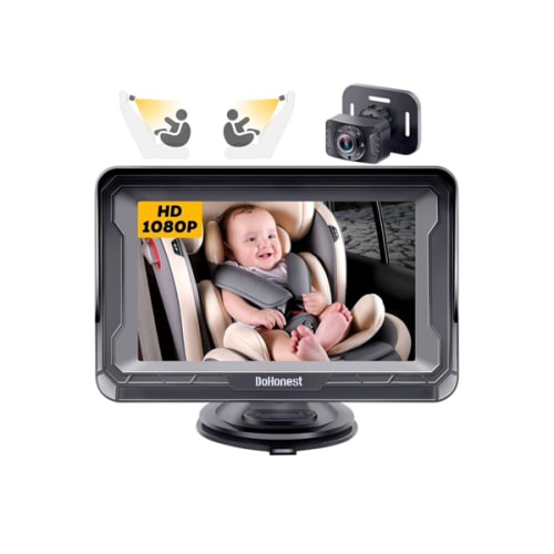 DoHonest Baby Car Camera HD 1080P - Rear-Facing Car Baby Monitor with Night Vision, Adjustable View Angle, Easy Setup, Anti-Glare Display, Safety for Kids & Infants